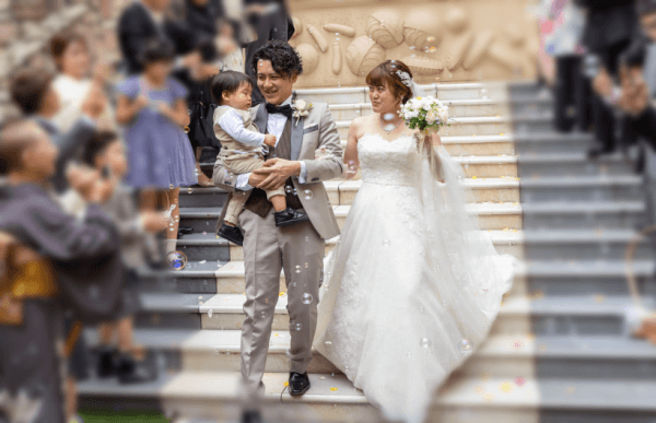 新潟県三条市　長岡市　新潟市　結婚式場　前撮り　フォト撮影　前撮影　カラードレス　ウェディングドレス　ウェディングパーティー　パパママキッズ婚